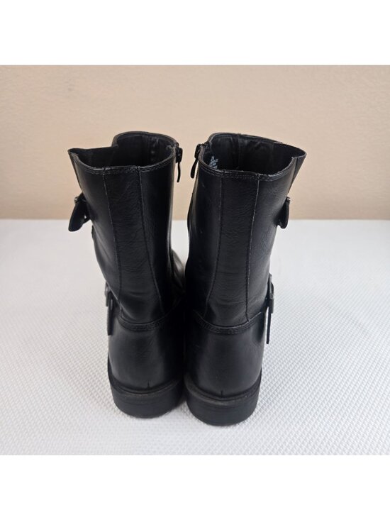 Frye Ojai Black Moto Buckle Boots Mens Size 12M Vegan Leather main image 4